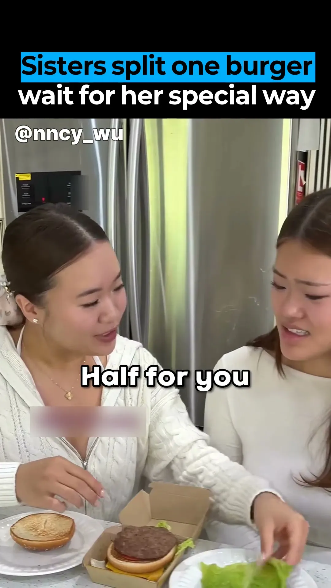 Sisters split one burger, wait for her special way #shorts