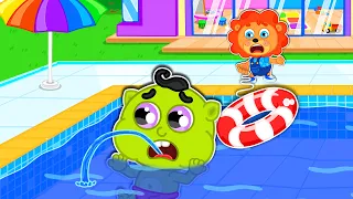 Lion Family | Safety Rules in the Pool 🏊‍♂️  Educational Videos for Kids | Cartoon for Kids