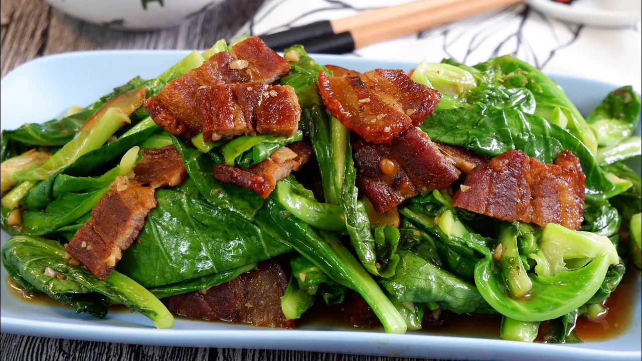 Stir Fry Any Vegetables w/ this Chinese Classic Recipe! Baby Kailan & Air Fried Crispy Pork Stir Fry