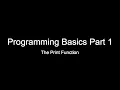 Programming Basics Part 1 the print function