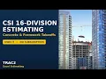 Master Format 16 Divisions with Concrete and Formwork Takeoffs