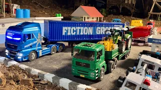 Truk Kontainer Jalan Tengah Malam Menghindari Kemacetan | RC MAN Tamiya