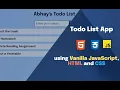 Todo List App Vanilla JavaScript HTML CSS For Beginners