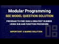 Find Great and Sum Modular Programming SEE Preparation