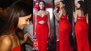 uff ananya pandey flaunts her huge exy figure in red silky outfit at dream girl 2 success party