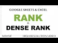 RANK DENSERANK functions in Excel Google Sheets RANK with or without Skipping Numbers