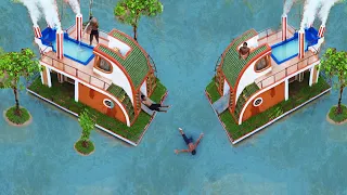 [Full Video]Build Creative Villa Boat With Water Slide Park& Underground Swimming Pool Around Villa