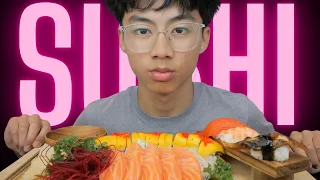 SUSHI *Assorted Nigiri, Mango Paradise Roll with Salmon Sashimi | N.E Let's Eat