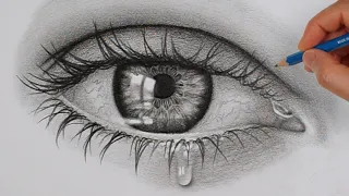 How to Draw a Realistic Eye with Teardrop | Step by Step Tutorial
