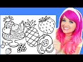 Coloring Fruit Apple Strawberries Pineapple Fruit Bowl Coloring Pages Crayons Markers