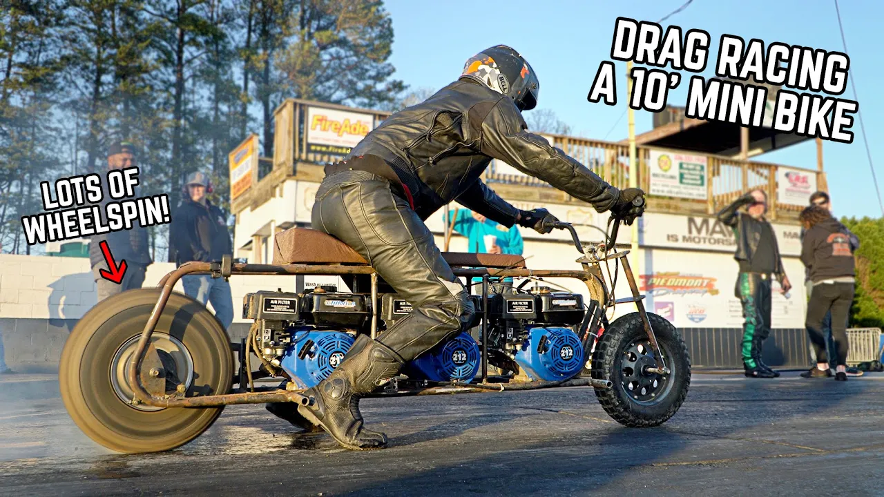We Took our 3 Engine 30HP Mini Bike to the Drag Strip
