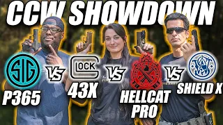 The CCW Showdown S W Shield X vs Sig P365 Macro vs Glock 43X vs Hellcat Pro
