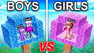 BOYS vs GIRLS: TREE BASE BATTLE in Minecraft!
