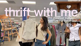 THRIFT WITH ME *apartment decor, clothing finds + the cheapest thrifted furniture I've ever seen??*
