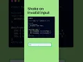 Invalid input shake animation using HTML CSS