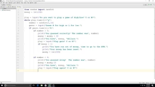 Python Practice High Low Casino Game with Loops