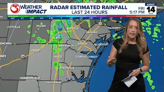 A few spotty showers in the Coastal Bend more sunshine and heat this weekend