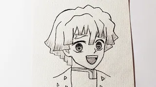 رسم زينتسو من انمي قاتل الشياطين رسم سهل 