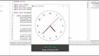 Analog and Digital Date and Time clock uing Java Swing using AI