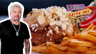 Guy Fieri Eats the Bruiser Burger Cheeseburger SOUP Diners Drive-Ins Dives Food Network