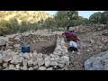 The life of a nomadic woman and her children in the mountains + building a stone shelter for sheep