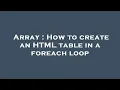 Array How to create an HTML table in a foreach loop