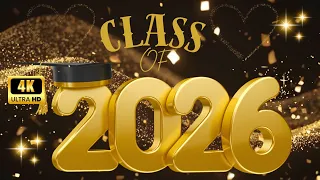 Class of 2026 Background Gold Black 4K Loop - Graduation Screensaver 2 Hours