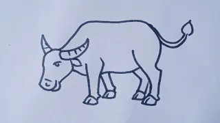 How to draw a Buffalo easy step by step