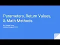 Parameters Return Values Math Methods