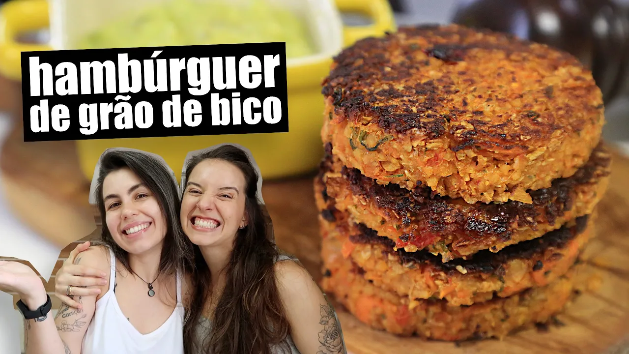 Hambúrguer de Grão-de-bico. 