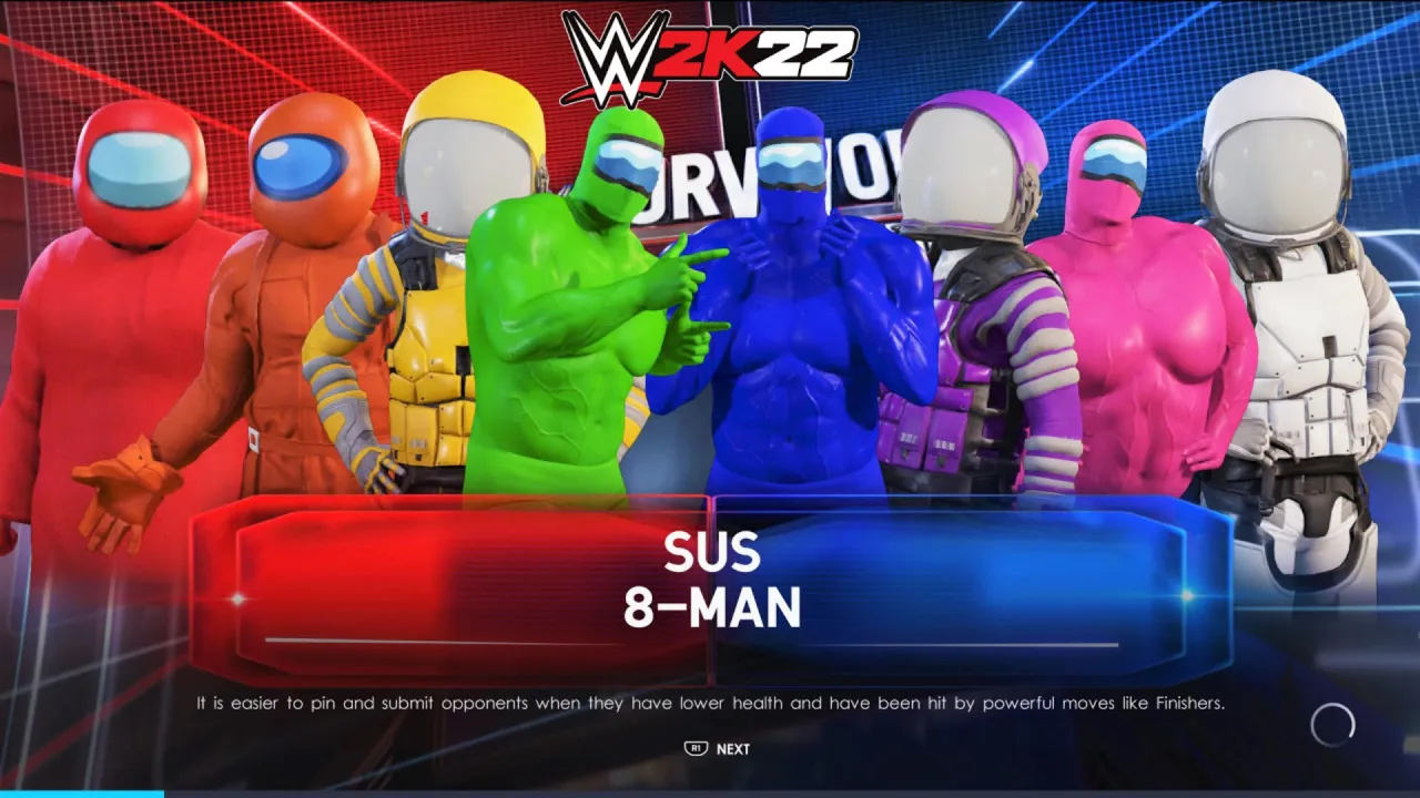 [AMONG US] 8-Man Elimination Match for the SUS Championship | #7 | WWE 2K22 | 4K