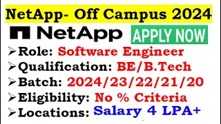 NetApp is hiring 20 Batch No Criteria Required Skills Locations