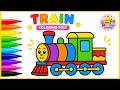 Train Coloring Page for Kids Learn Colors with Cute Train Easy Coloring Fun