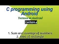 C program Sum and average Area of rectangle