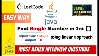 Leetcode Single Number Linear approach java solution