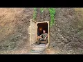 Dig to Build Complete \u0026 Warm Survival Shelter | Fish Trap, Catch and Cook