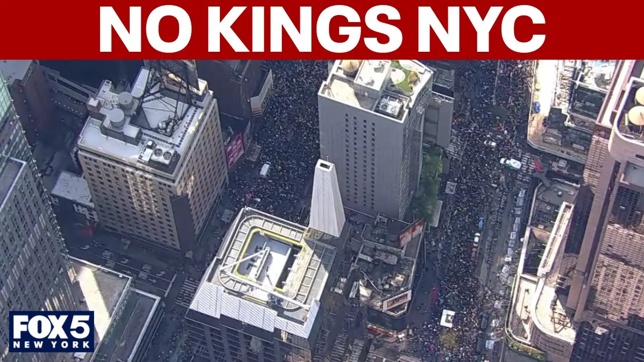 'No Kings' protests: NYC chopper shows thousands of demonstrators