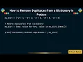 How to Remove Duplicates from a Dictionary in Python
