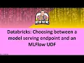 Databricks Choosing between a model serving endpoint and an MLFlow UDF for machine learning