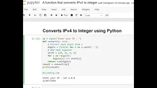 Day 131 Converts IPv4 to Integer using Python