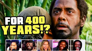Reactors Reactions To Robert Downey Jr Getting WAY Too In Character On Tropic Thunder 2008