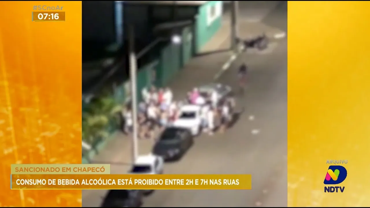 Sancionado em Chapecó: consumo de bebida alcoólica está proibido entre 2h e 7h nas ruas