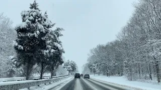Driving from New York City to Connecticut in the Snow