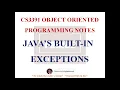 JAVA BUILT IN EXCEPTIONS NOTES CS3391 OBJECT ORIENTED PROGRAMMING NOTES 2021 REGULATION CSE