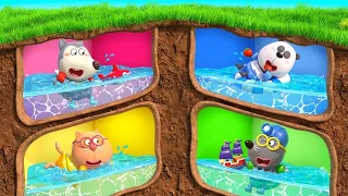 ¡DESAFÍO DE LA PISCINA DE 4 COLORES! 🏊‍♂️🌈Dibujos para Niños | Wolfoo en español