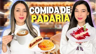 UM DIA INTEIRO COMENDO COMIDAS DE PADARIA 🔥
