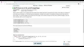 Exercise 4 12 printTriangleType Java Tutorial Practice-It