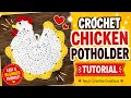 DIY Crochet Chicken Potholder Simple Kitchen Decor Pattern