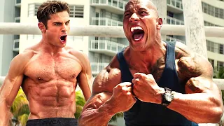 Zac Efron VS Dwayne Johnson In The Big Boys Competition Baywatch CLIP 