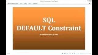 28 - SQL DEFAULT Constraint